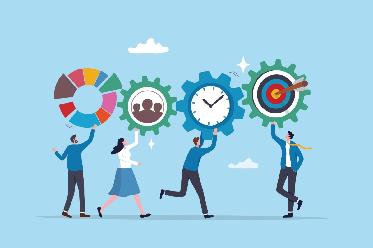 Optimization, improvement or scalable marketing strategy to improve result to increase efficiency or productivity to reach goal or target success, business people