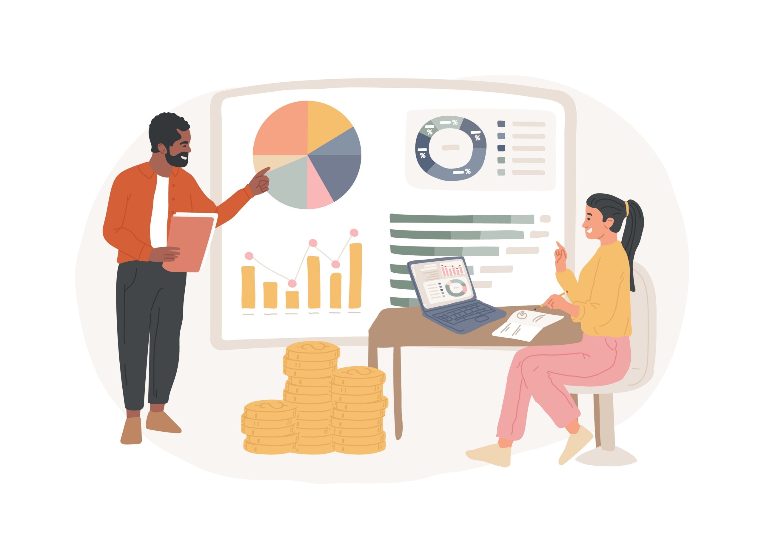 Engineering firm business strategy management, consulting firm, tax advisor, IT analytics, audit service, expert advice vector concept.